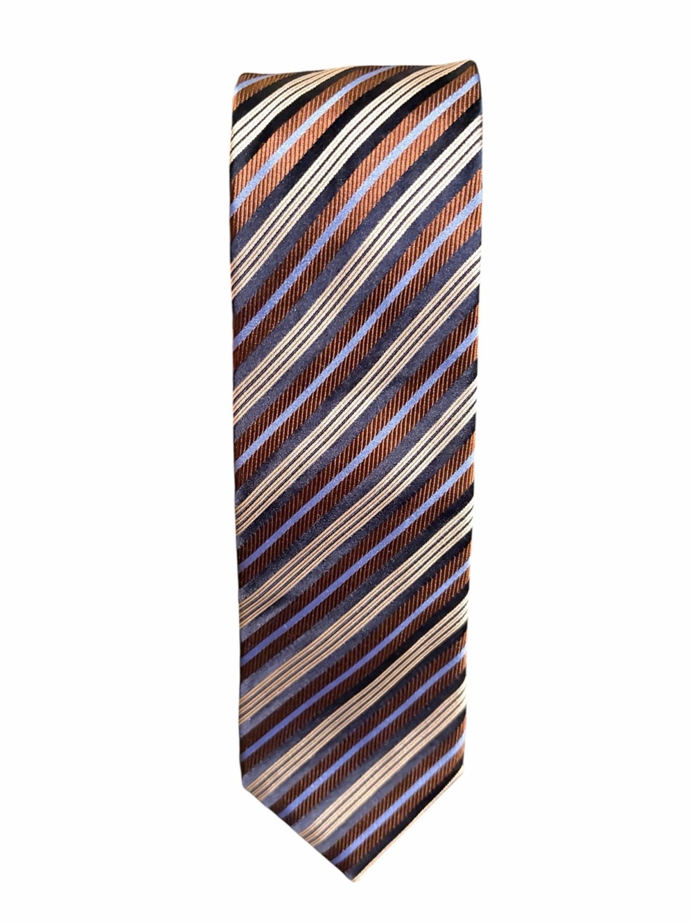 Countess Mara Striped Brown and Blue Men’s Silk Tie